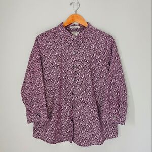 Women's purple, white, and pink floral L.L. Bean button down shirt (XLP)